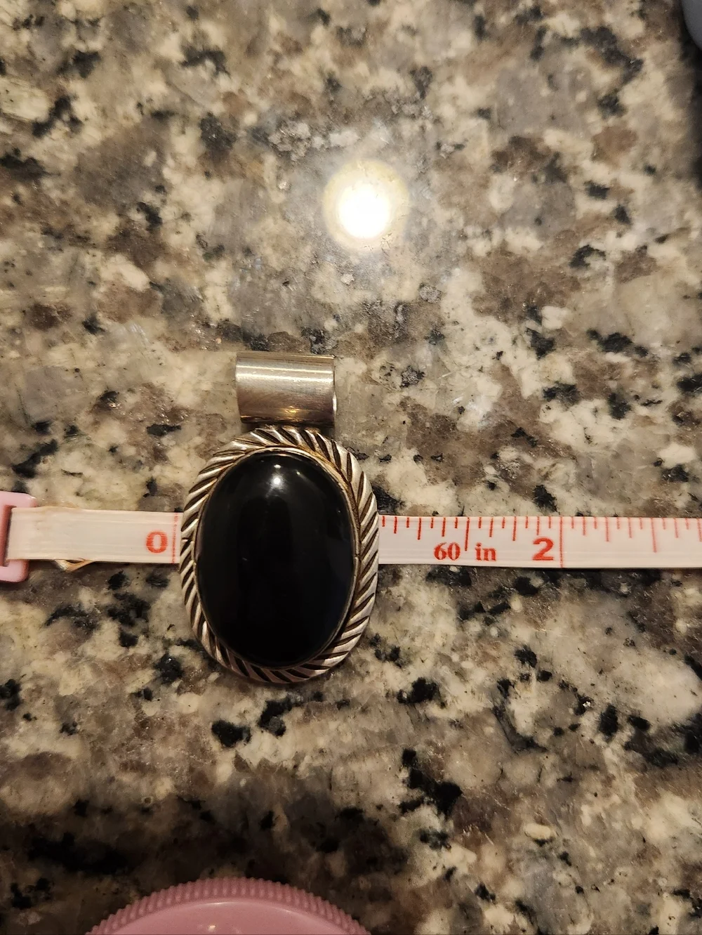 Handmade Sterling Silver 925 Taxco Mexico Black Onyx Oval Statement Pendant